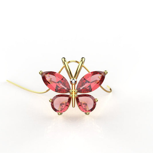 Avarta Jewellery 18k BIS Hallmarked Gold Ruby Butterfly Pendant for Girls &amp; Women