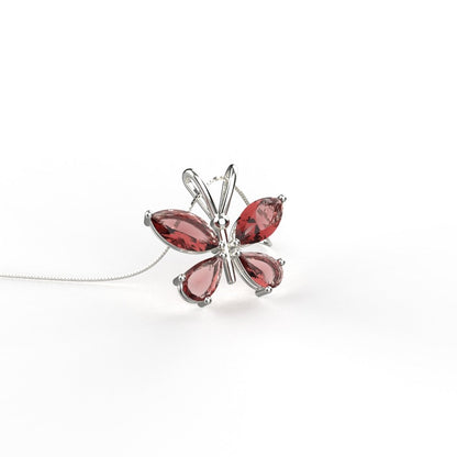 Avarta Jewellery Sterling Silver Red Butterfly Pendant for Kids, Girls &amp; Women