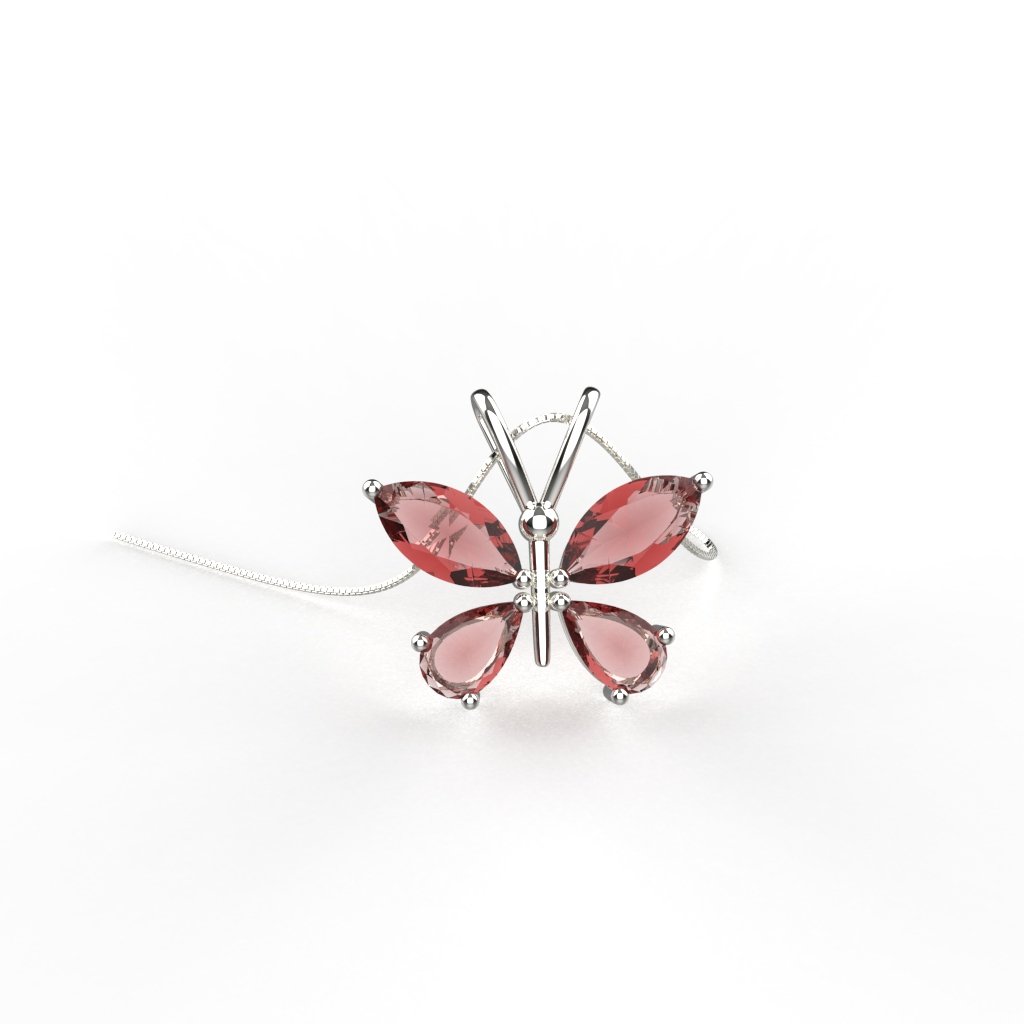 Avarta Jewellery Sterling Silver Red Butterfly Pendant for Kids, Girls &amp; Women