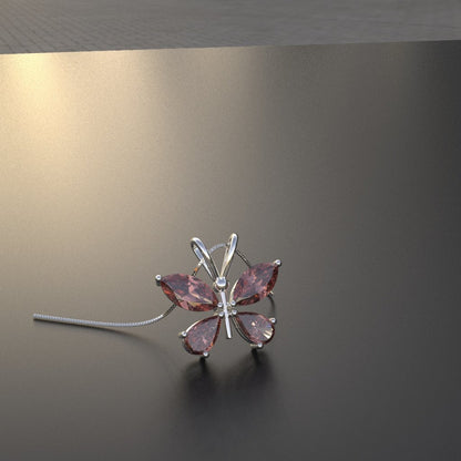 Avarta Jewellery Sterling Silver Red Butterfly Pendant for Kids, Girls &amp; Women