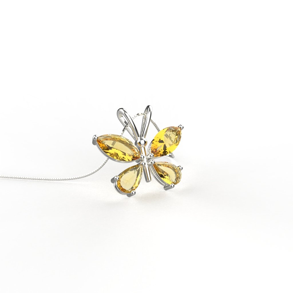 Avarta Jewellery Sterling Silver Yellow Butterfly Pendant With Gold Polish for Kids, Girls &amp; Women