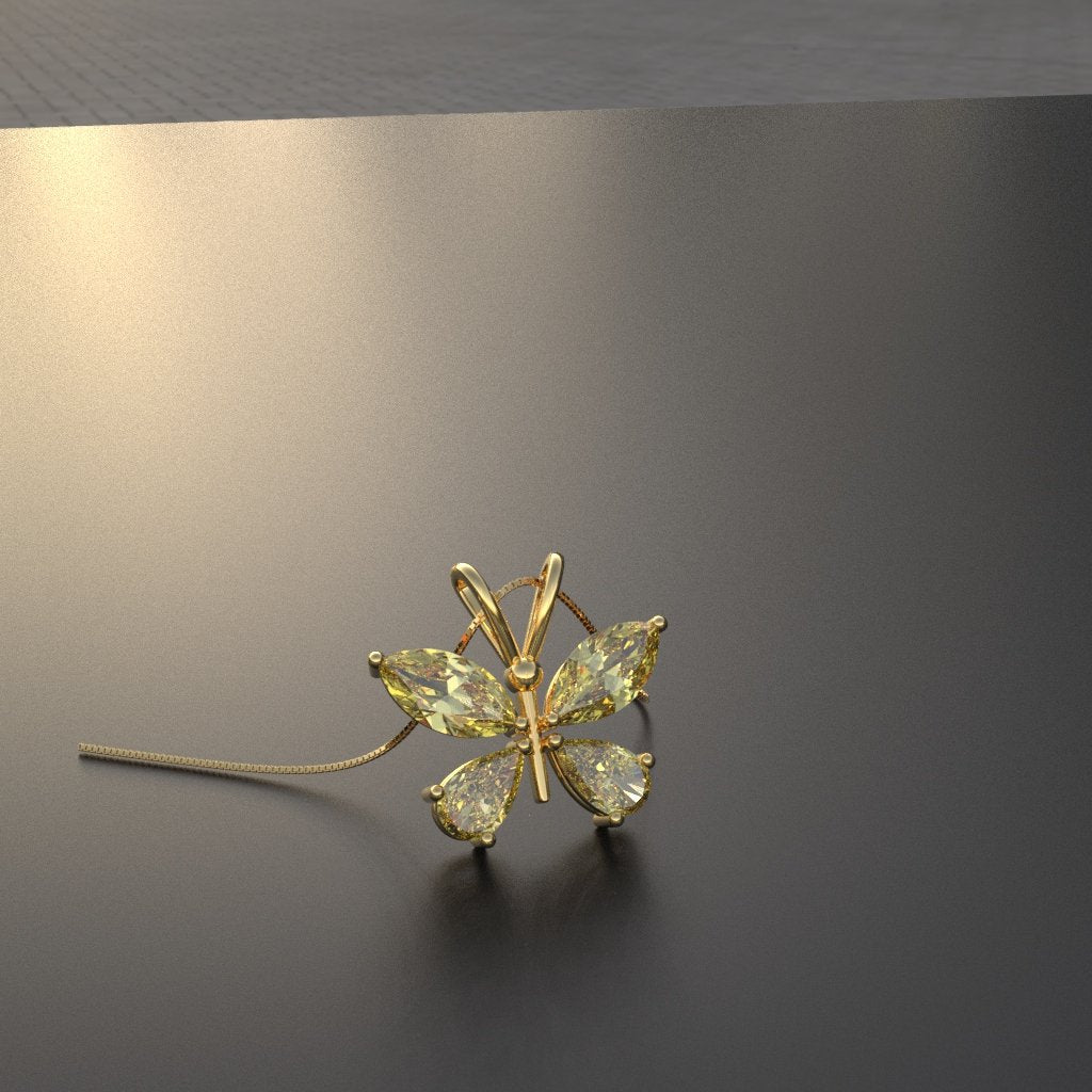 Avarta Jewellery Sterling Silver Yellow Butterfly Pendant With Gold Polish for Kids, Girls &amp; Women