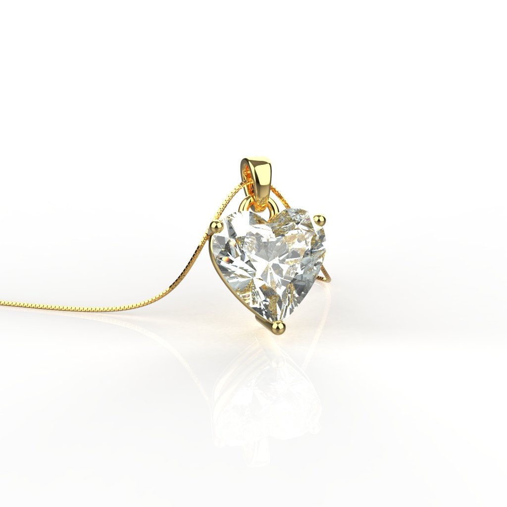 Avarta Jewellery Sterling Silver 2 Carat Solitaire Heart Shape Pendant Set
