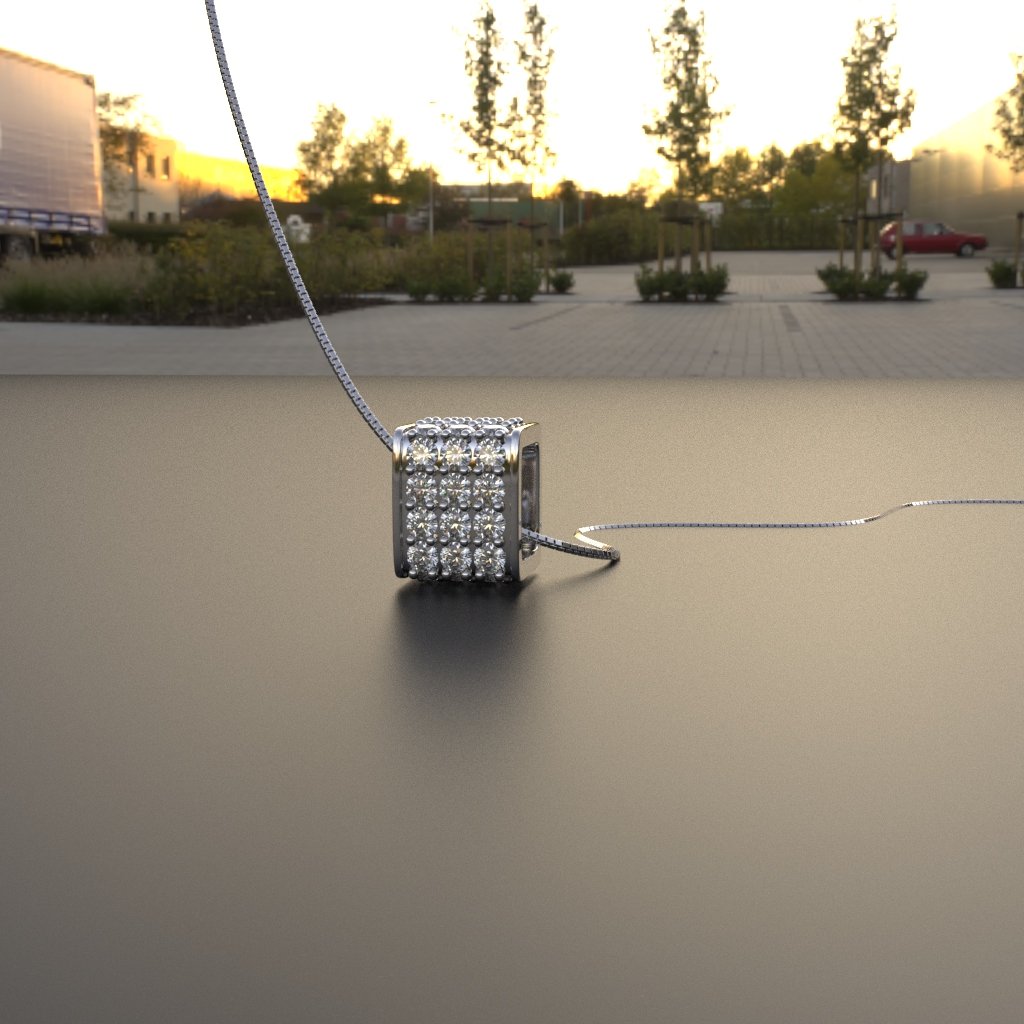 Avarta Jewellery Sterling Silver Diamond Square Pendant With Chain For Girls &amp; Women