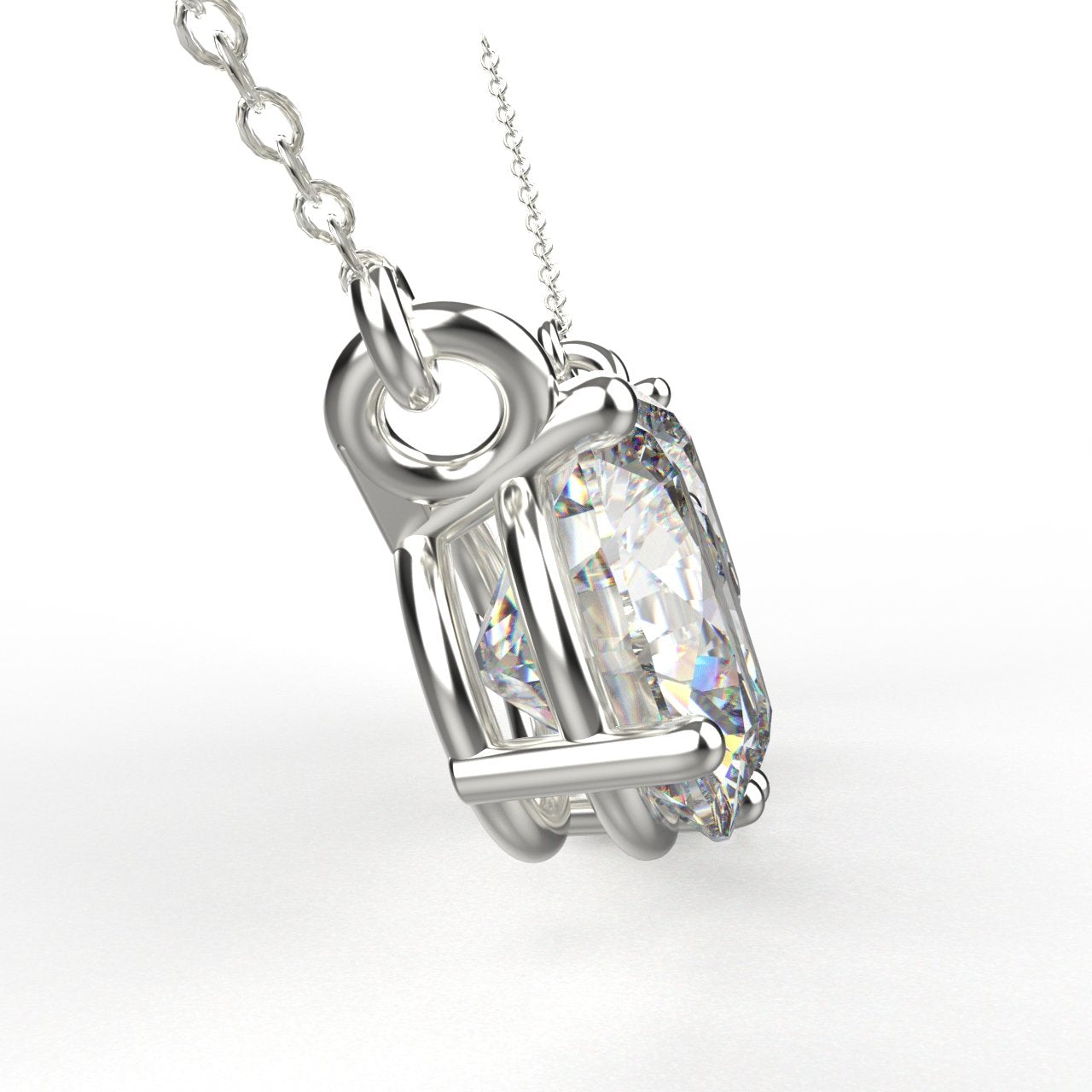 Avarta Sterling Silver 3 Carat Solitaire Pendant With Chain For Girls &amp; Women