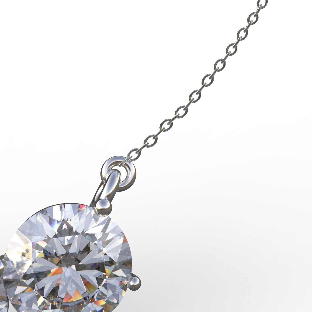Avarta Sterling Silver 3 Carat Solitaire Pendant With Chain For Girls &amp; Women