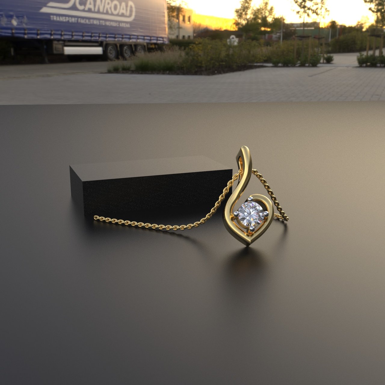 18k Gold 25 Cents Moissanite Pendant