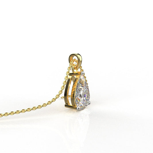 Avarta Jewellery 18k Gold 2 Carat Pear Moissanite Pendant