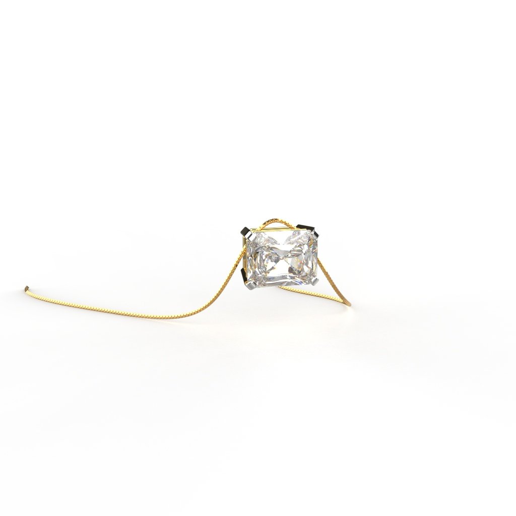 Avarta Jewellery 18k Gold 2.50 Carat Radiant Iced Cut Moissanite Solitaire Pendant
