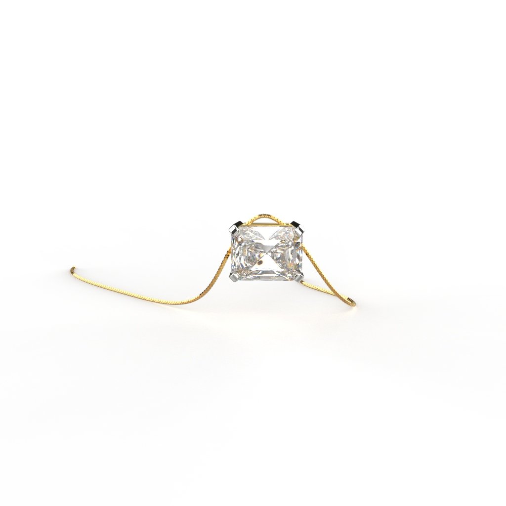 Avarta Jewellery 18k Gold 2.50 Carat Radiant Iced Cut Moissanite Solitaire Pendant