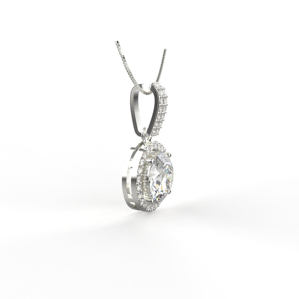 Avarta Jewellery 18k White Gold Solitaire Halo Pendant