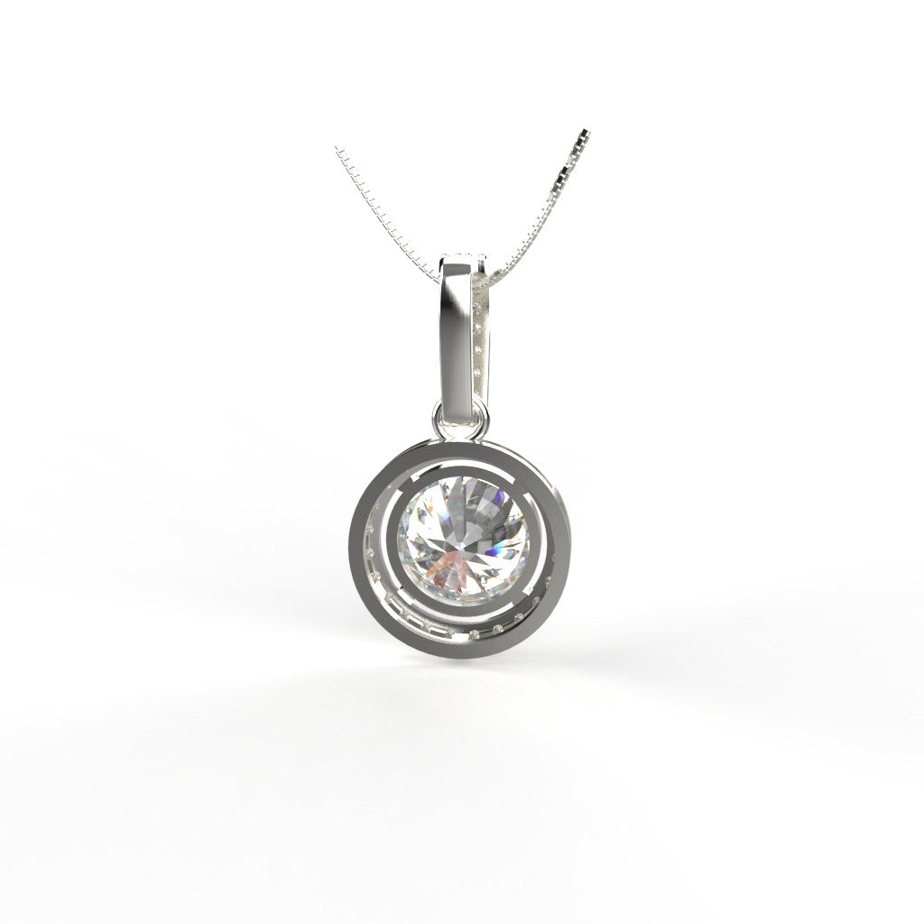Avarta Jewellery 18k White Gold Solitaire Halo Pendant
