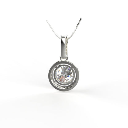 Avarta Jewellery 18k White Gold Solitaire Halo Pendant