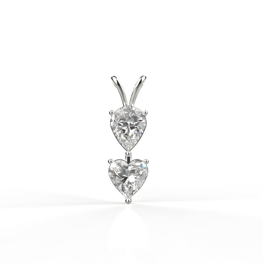Avarta Jewellery 18k White Gold Moissanite Solitaire Heart &amp; Pear Pendant