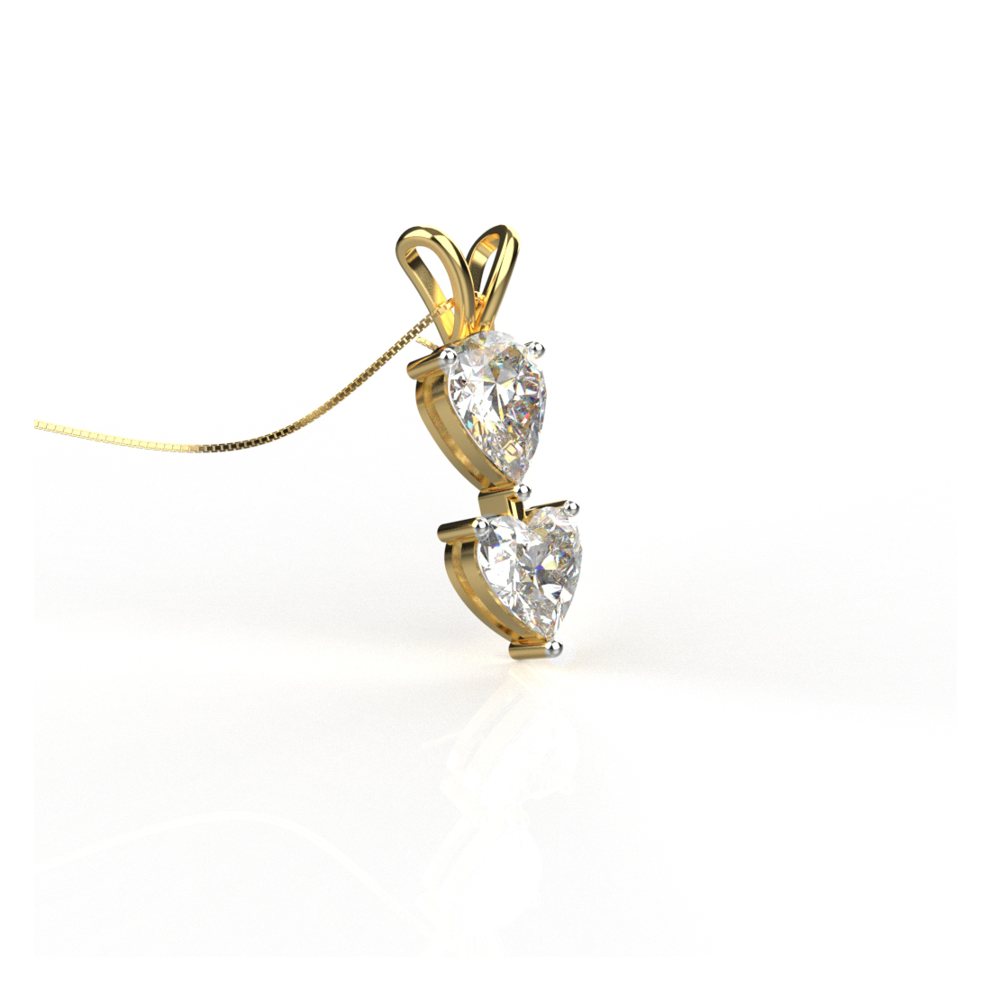 Avarta Jewellery 18k Gold Moissanite Solitaire Heart & Pear Pendant