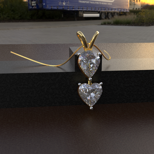 Avarta Jewellery 18k Gold Moissanite Solitaire Heart & Pear Pendant