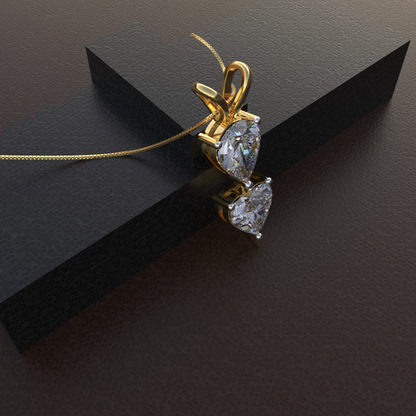 Avarta Jewellery 18k Gold Moissanite Solitaire Heart & Pear Pendant