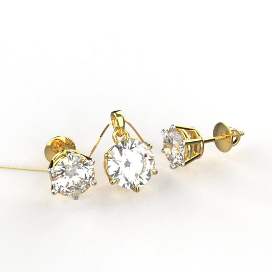 Avarta Jewellery Sterling Silver Solitaire Pendant Set With Gold Polish