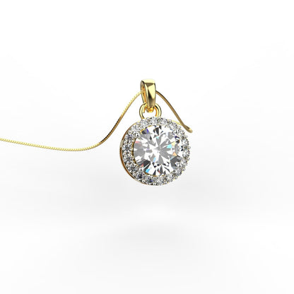 Avarta Sterling Silver 1 Carat Moissanite Halo Pendant With Gold Plating