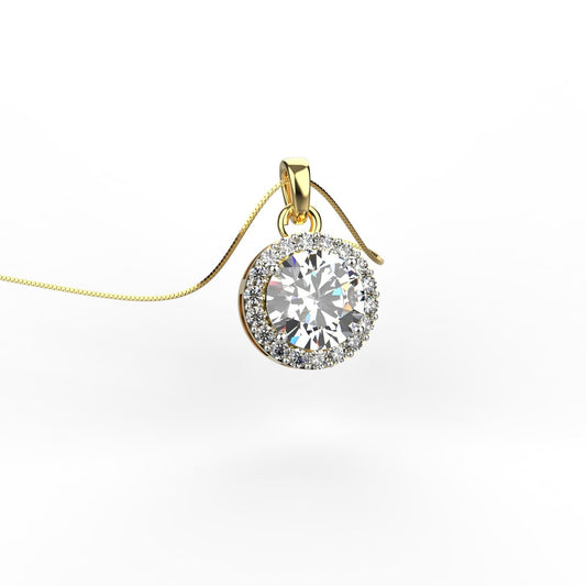 Avarta Sterling Silver 1 Carat Moissanite Halo Pendant With Gold Plating