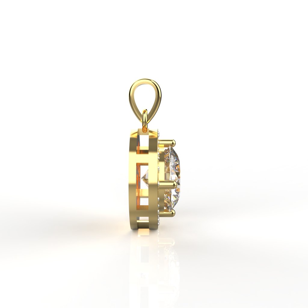 Avarta Jewellery 2 CT Halo Gold Over Silver Plated Pendant – Elegant Statement Necklace for Women