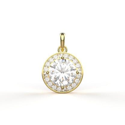 Avarta Jewellery 18k Gold 2 Carat Moissanite Solitaire Halo Pendant For Girls &amp; Women