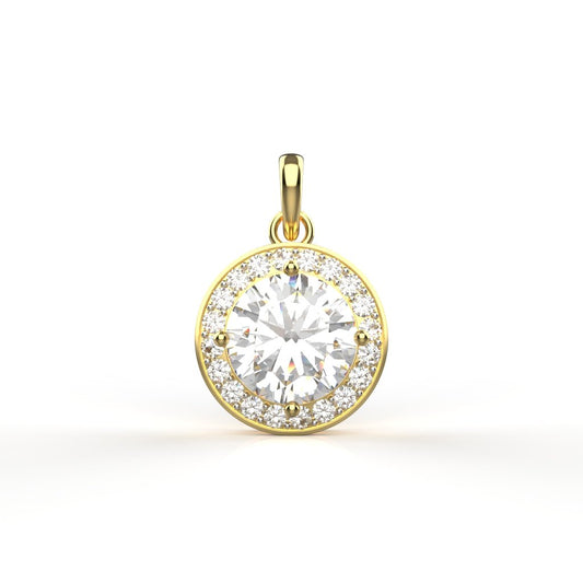 Avarta Jewellery 18k Gold 2 Carat Moissanite Solitaire Halo Pendant For Girls &amp; Women