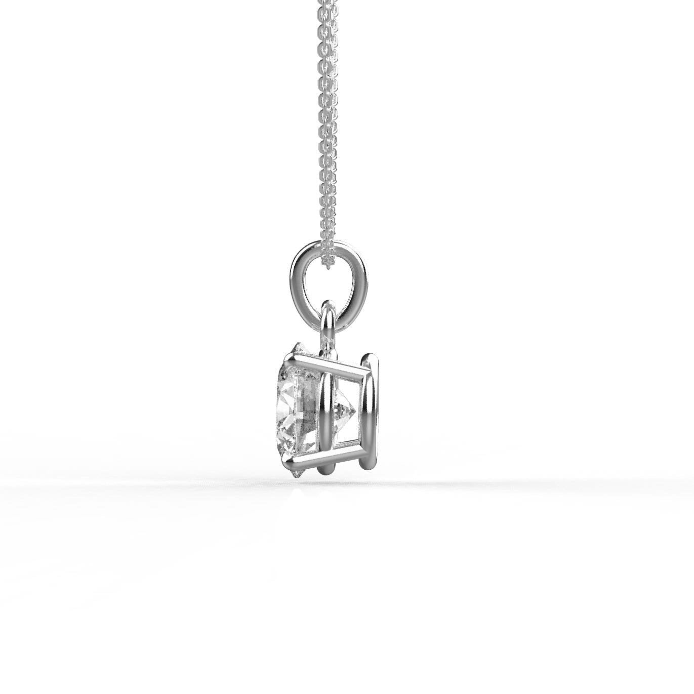 Avarta Sterling Silver 1 Carat Solitaire Pendant With Chain in White Gold Polish