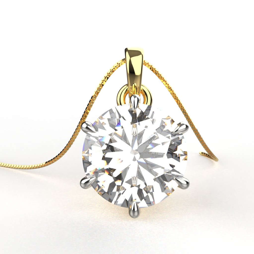 Avarta Jewellery 18k BIS Hallmarked Gold 2 Carat Solitaire Pendant For Girls &amp; Women