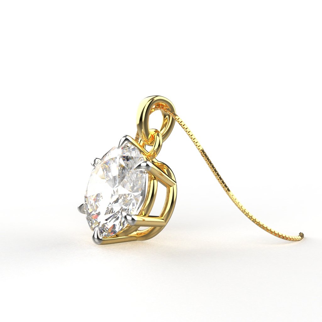 Avarta Jewellery 18k BIS Hallmarked Gold 2 Carat Solitaire Pendant For Girls &amp; Women