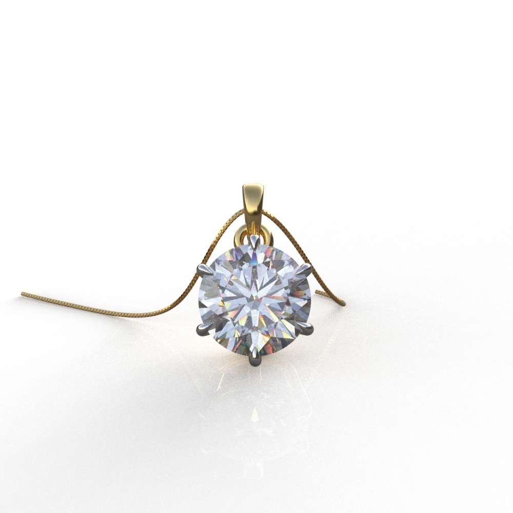 Avarta Jewellery 18k Gold 2 Carat Moissanite Solitaire Pendant For Girls &amp; Women