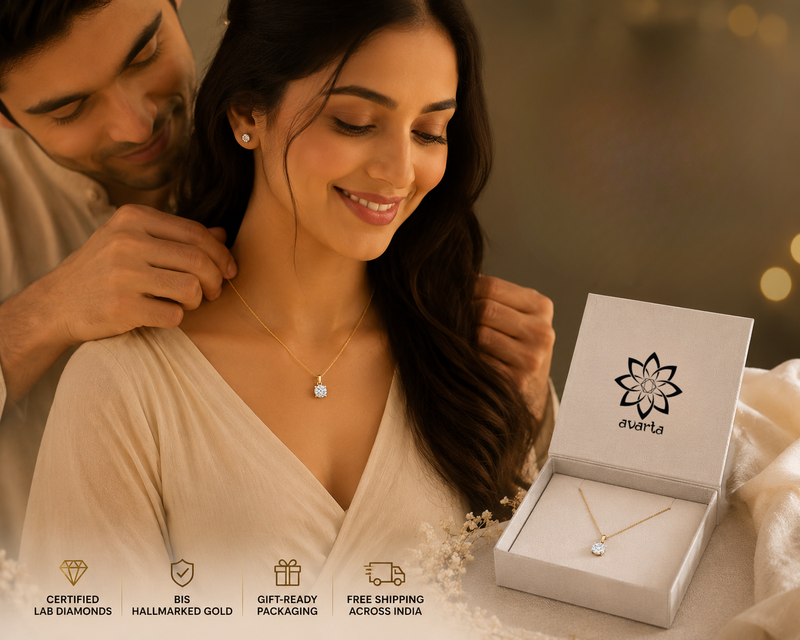 9K Gold 1 Carat Lab Diamond Solitaire Pendant | Without Chain