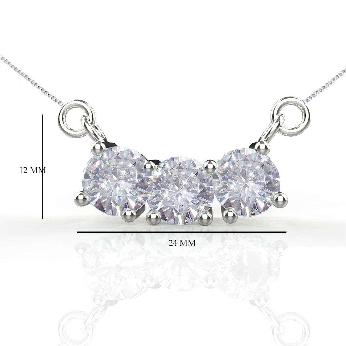 Avarta Sterling Silver 3 Carat Solitaire Pendant With Chain For Girls &amp; Women