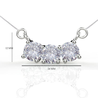 Avarta Sterling Silver 3 Carat Solitaire Pendant With Chain For Girls &amp; Women