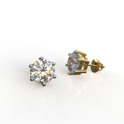 Avarta 18k Gold 2 Carat Each Lab Grown Diamond Solitaire Studs Earrings