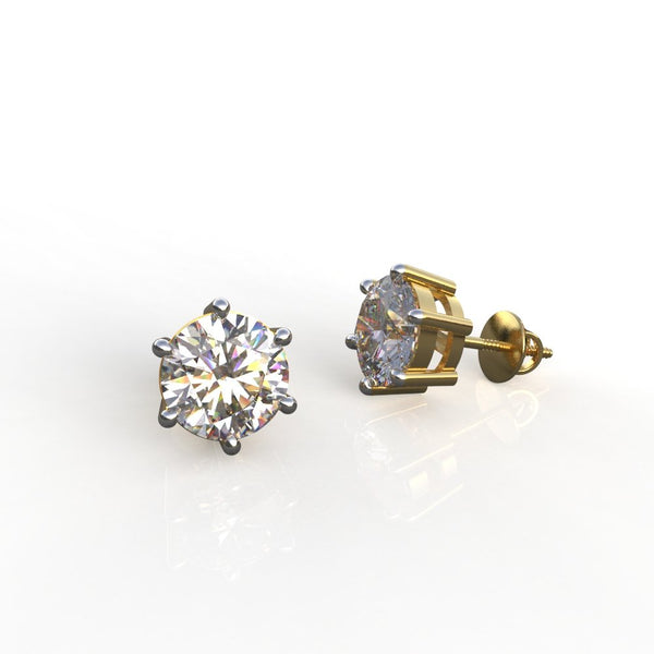 Avarta 18k Gold 2 Carat Each Lab Grown Diamond Solitaire Studs Earrings