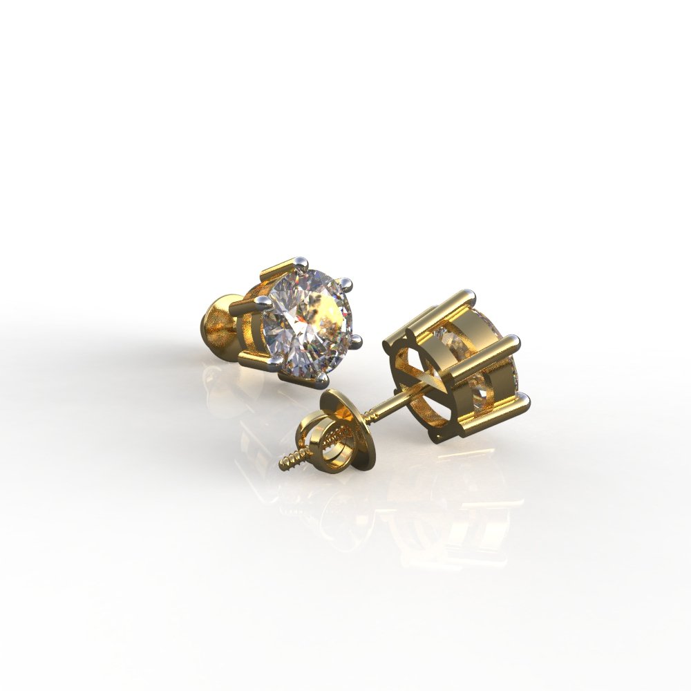 Avarta 18k Gold 2 Carat Each Lab Grown Diamond Solitaire Studs Earrings