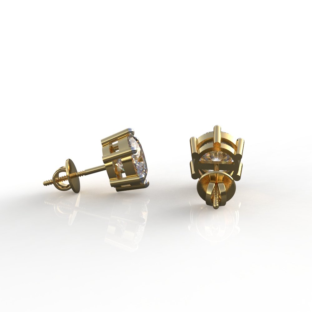 Avarta 18k Gold 2 Carat Each Lab Grown Diamond Solitaire Studs Earrings