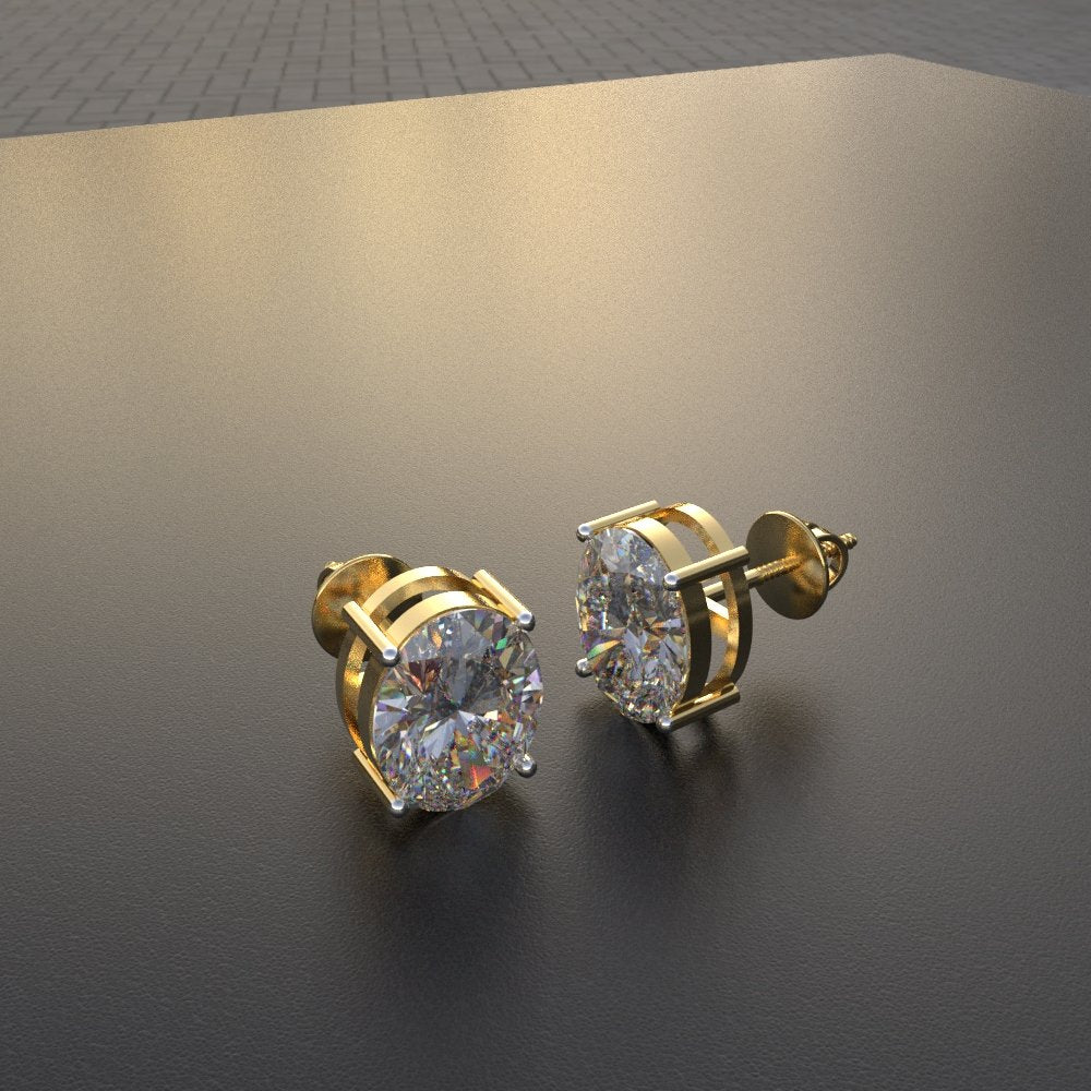 Avarta 18k Gold 2.50 Carat Each Oval Lab Grown Diamond Solitaire Stud Earrings