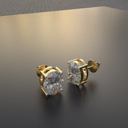 Avarta 18k Gold 2.50 Carat Each Oval Lab Grown Diamond Solitaire Stud Earrings