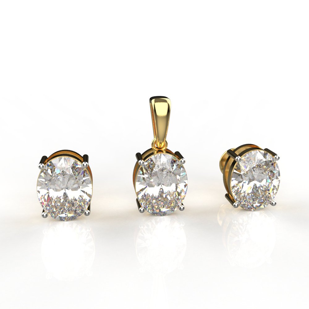 Avarta 18k Gold 2.50 Carat Each Oval Lab Grown Diamond Solitaire Pendant Set Main image