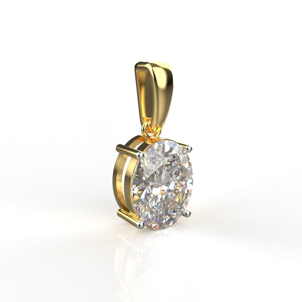 Avarta 18k Gold 2.50 Carat Each Oval Lab Grown Diamond Solitaire Pendant Set