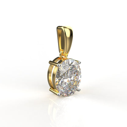 Avarta 18k Gold 2.50 Carat Each Oval Lab Grown Diamond Solitaire Pendant Set