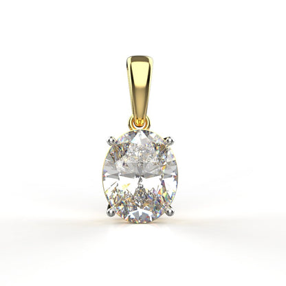 Avarta 18k Gold 2.50 Carat Each Oval Lab Grown Diamond Solitaire Pendant Set