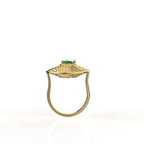 Avarta Jewellery 18k Gold Emerald &amp; Diamond Jali Ring With Certified IJ-SI Diamonds For Girls &amp; Women