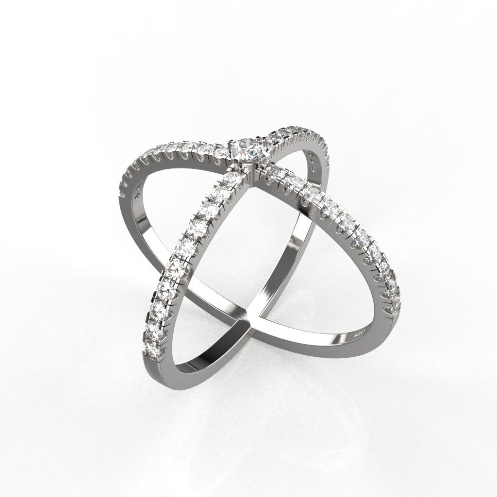 Avarta Jewellery Sterling Silver CrissCross Ring For Girls &amp; Wemen Main image