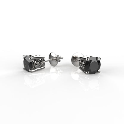 Avarta Jewellery Sterling Silver 0.80 Carat Black Solitaire Studs Earrings For Girls &amp; Women