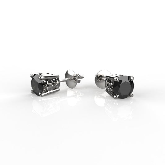 Avarta Jewellery Sterling Silver 0.80 Carat Black Solitaire Studs Earrings For Girls &amp; Women