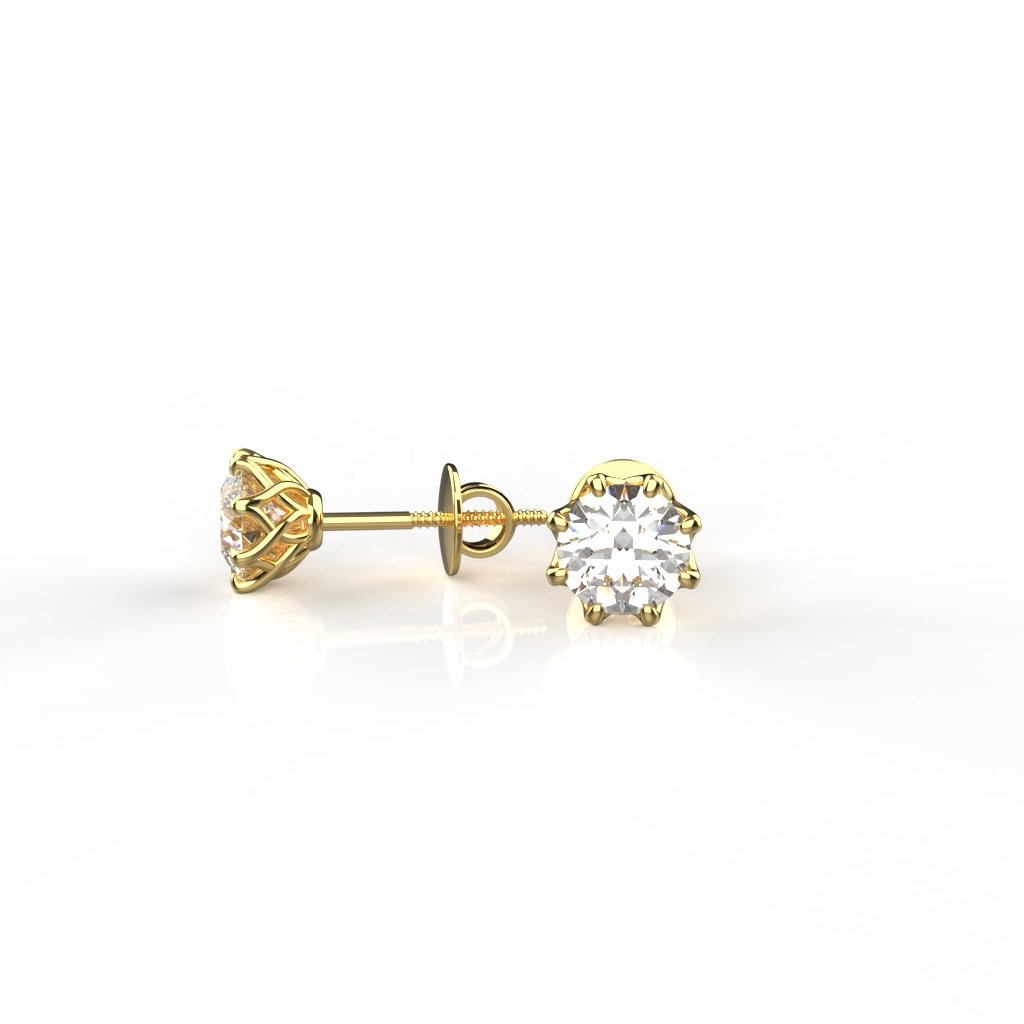 Avarta Jewellery 18k Gold 1 Carat Each Moissanite Solitaire Stud Earrings For Girls &amp; Women