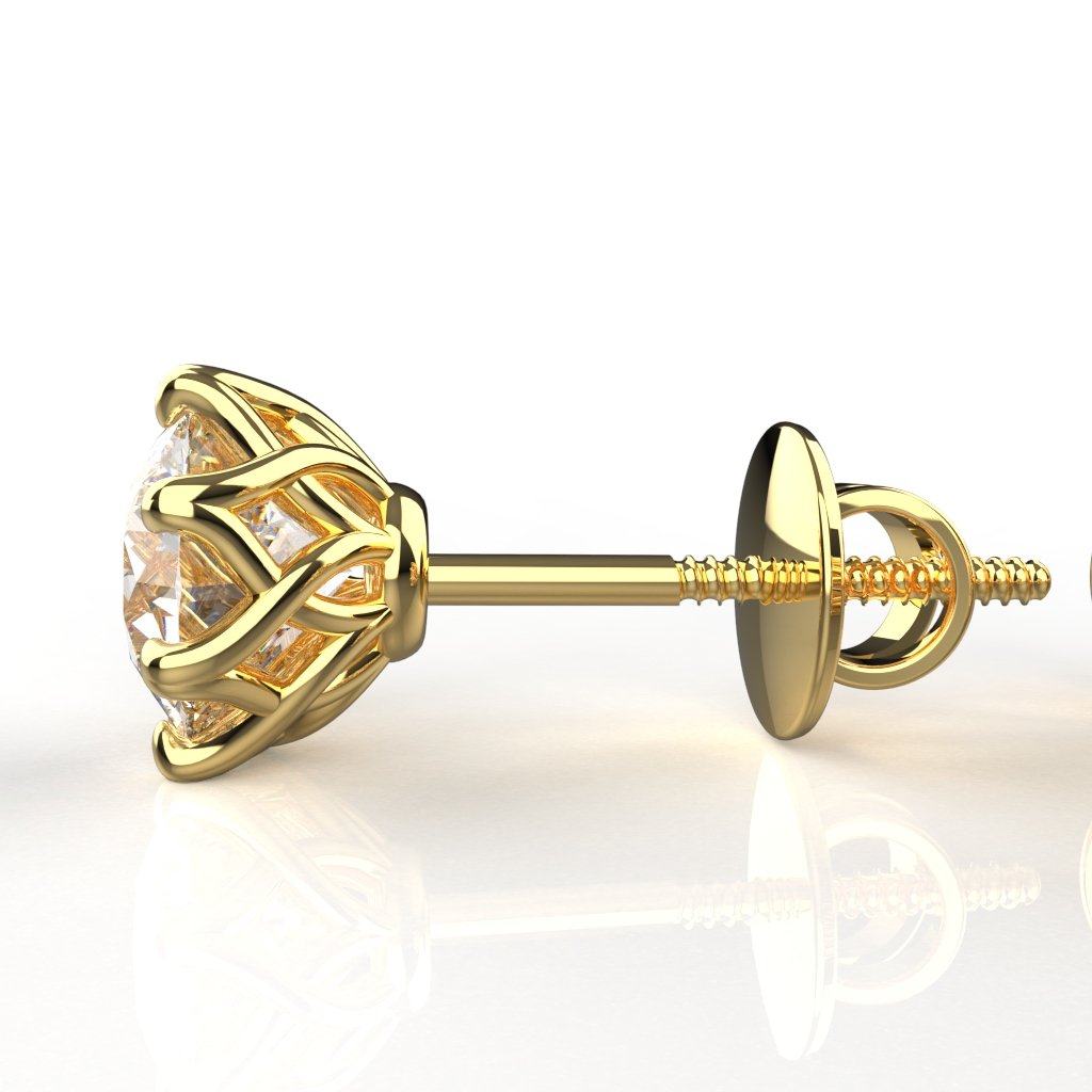 Avarta Jewellery 18k Gold 1 Carat Each Moissanite Solitaire Stud Earrings For Girls &amp; Women